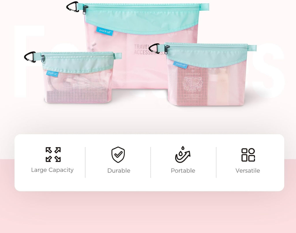 pack all Water-Resistant Zipper Pouch, Mesh Zipper Bag, 8.66"x5.91"