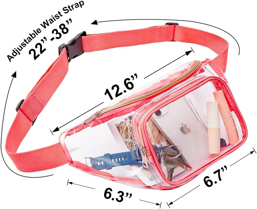 Clearworld Clear Fanny Pack Stadium Approved, Waterproof 3-in-1 Belt Bag