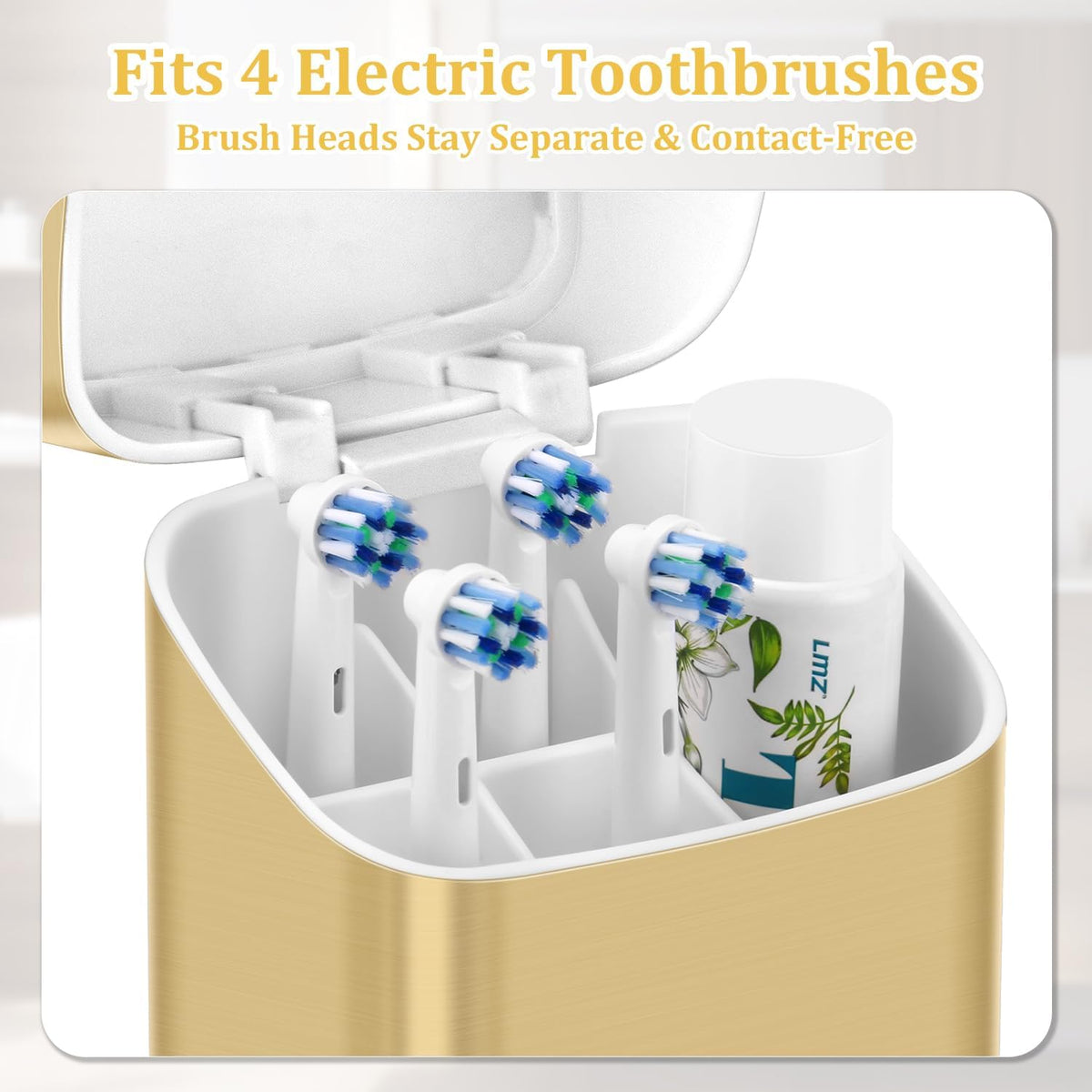 GFWARE Gold Electric Toothbrush Holder with Cover, Ventilated & Drainage