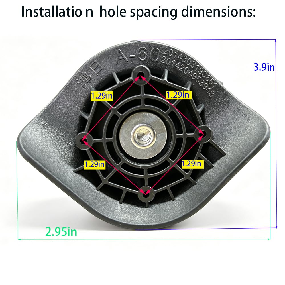 1 Pair Suitcase Luggage Wheel Replacement, 4-Hole Mounting 360° Rotating Swivel Casters Replacement for Suitcases Trolleys Repair Kit