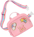 Fanny Pack for Girls, Cute Purse for Girls Teens Crossbody Bag for Kids Belt Bag With 2 Compartments Trendy Stuff Graduation Birthday Gifts for 4 5 6 7 8 9 10 11 12 13 Years Old Initial M-Pink