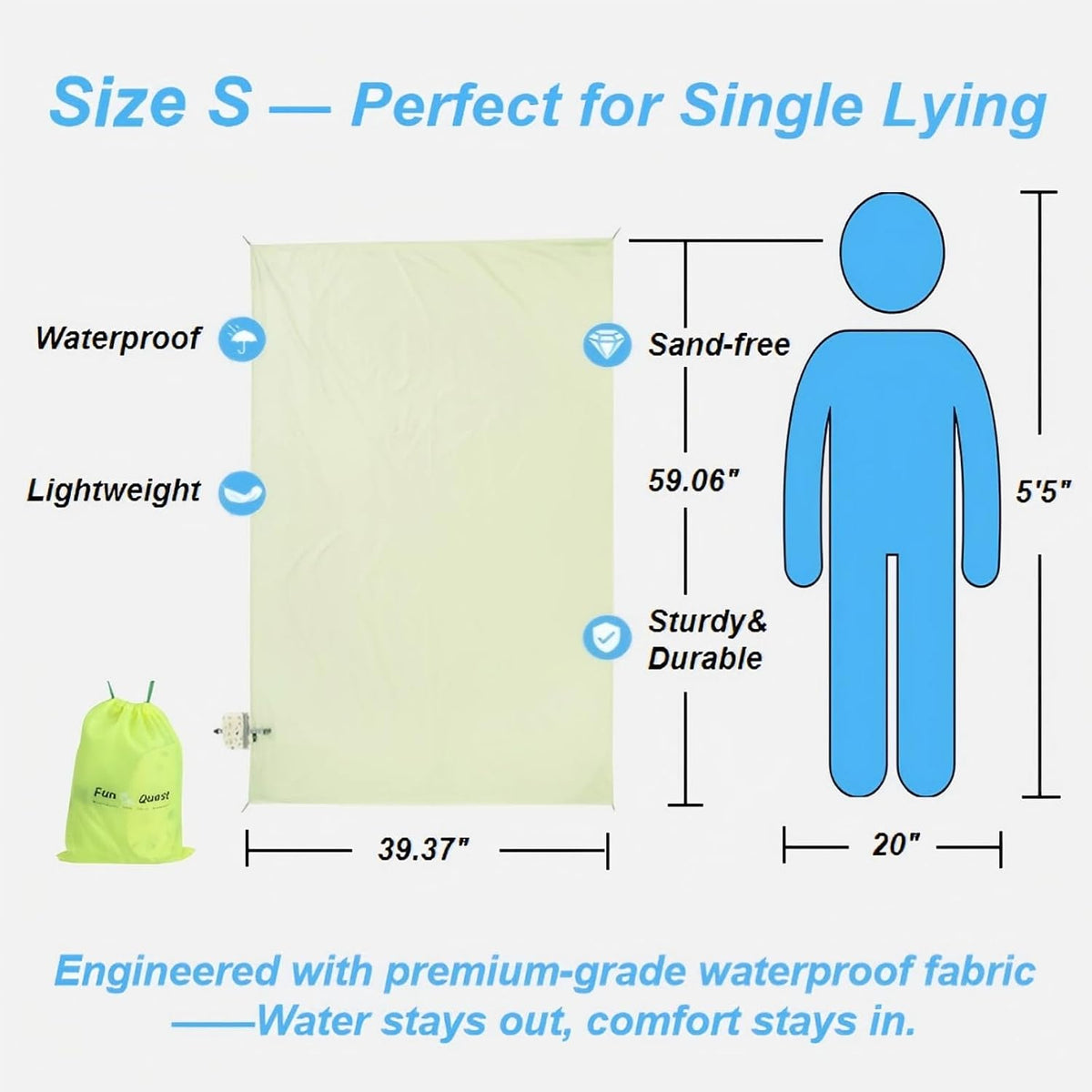 Waterproof Picnic Blanket Gift Set,Small Picnic Tarp Foldable,4 Stakes