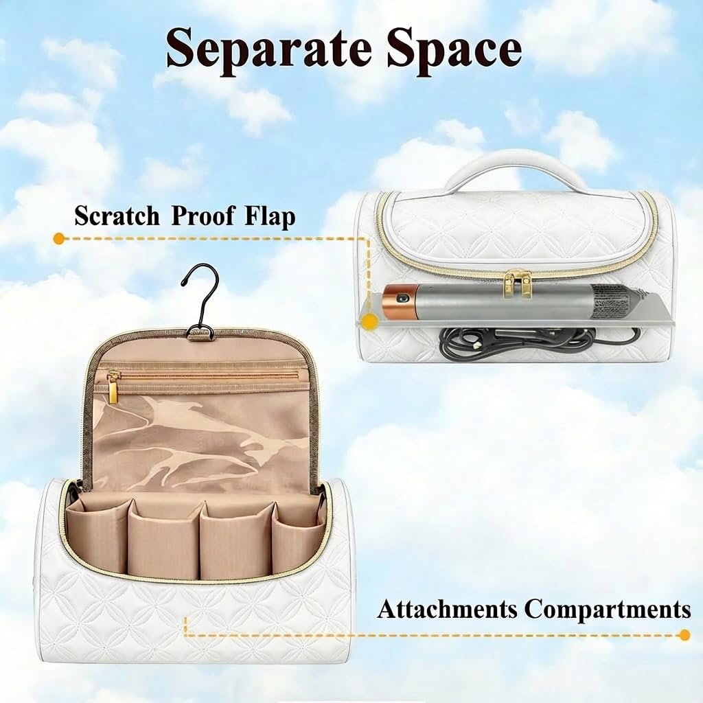 Mancro Padded Travel Case Compatible with Dyson Airwrap, White