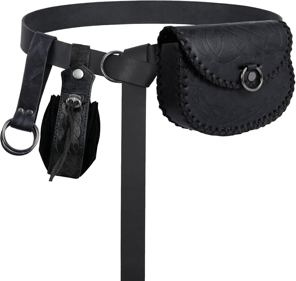 Black Renaissance Viking Pirate Belt Pouch 4pcs