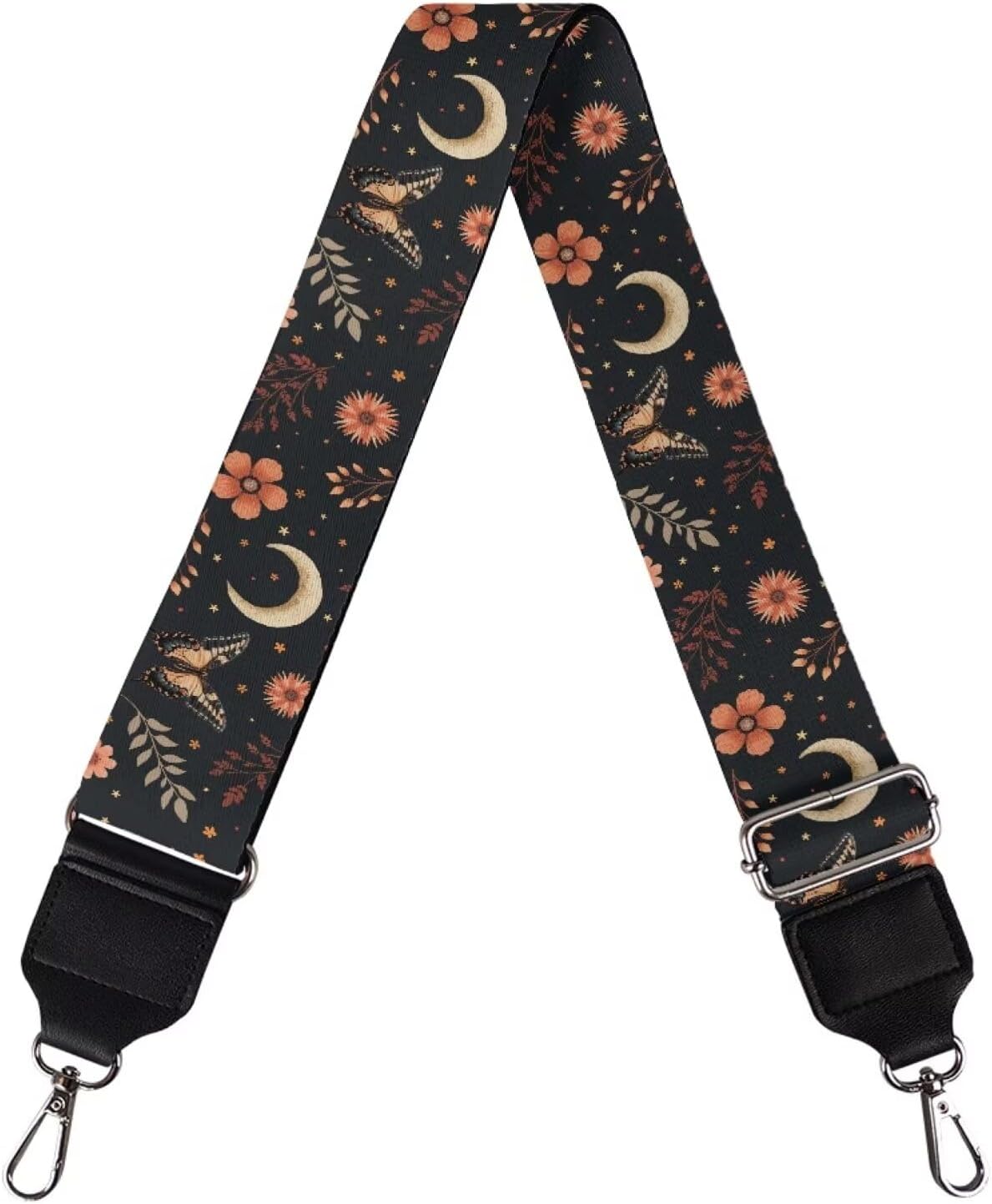 Coldinair Moon Floral Purse Strap with Adjustable Replacement Bag Straps Wide Bag Straps for Canvas Crossbody Purses Strap Messenger Bags Shoulder Handbag