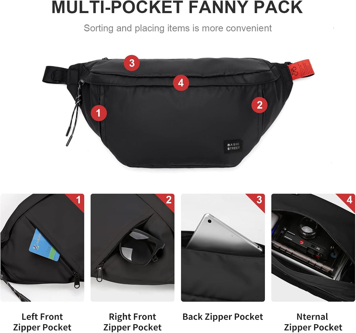 X-Large Crossbody Fanny Pack for Women Men,Waterproof Waist Bag Pack