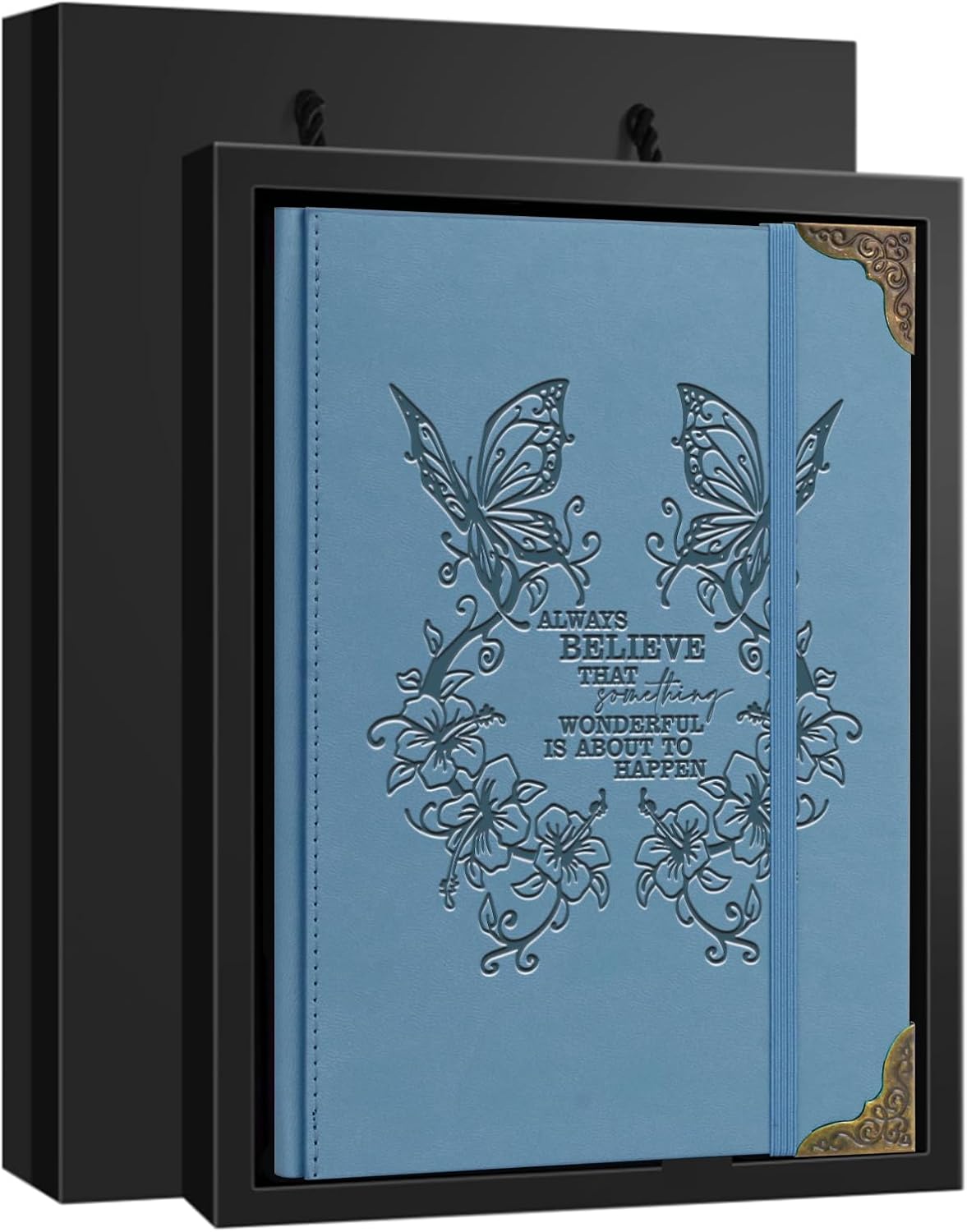 Butterfly Gifts for Women Men Butterfly Journal Floral Writing Notebook Encouragement Gift Inspirational A5 Dark BlueThick Notebooks for Work Travel School(butterfly BELIEVE -dark blue)