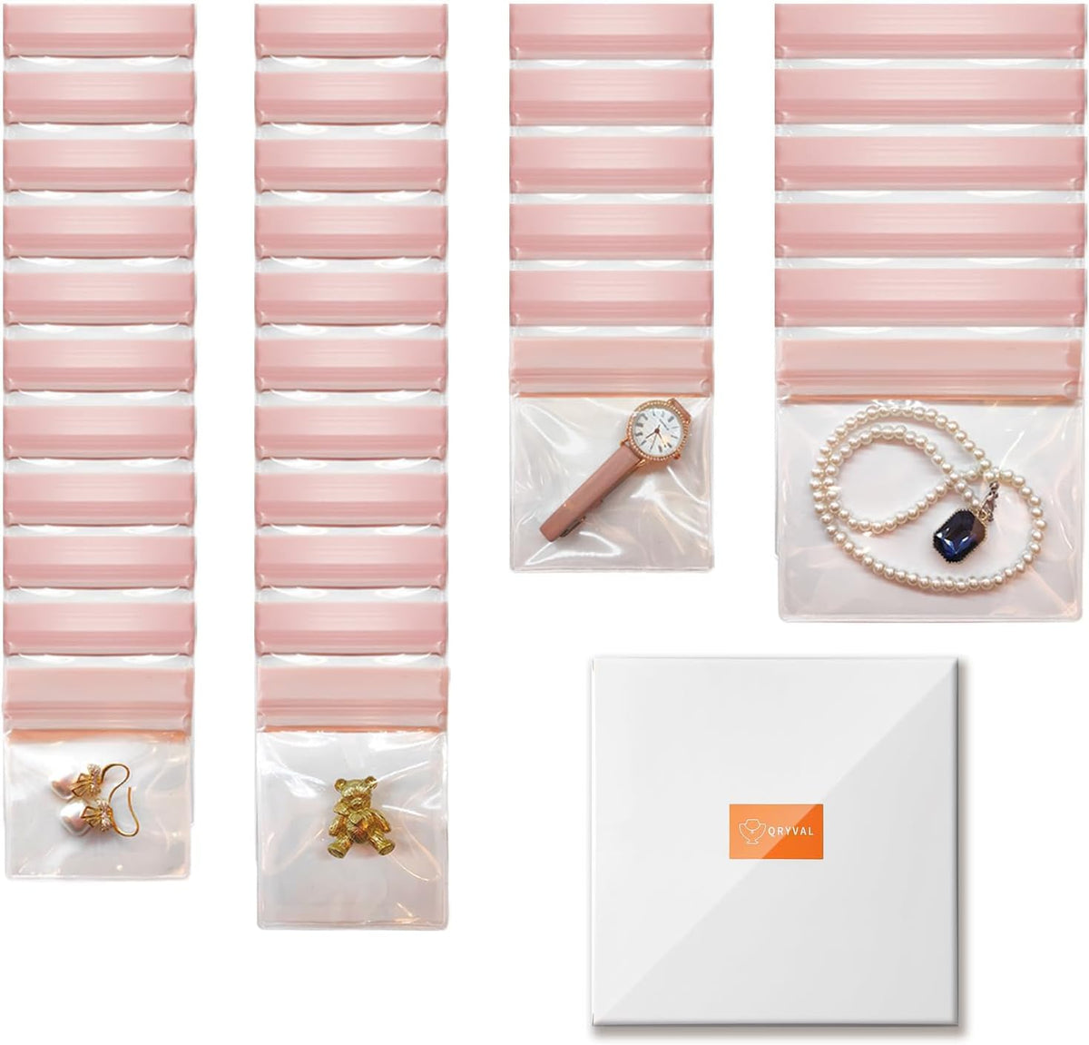 30 PCS Anti Tarnish Jewelry Bags for Travel and Storage, Small Clear EVA Pouches Organizer for Gold Silver Ring Earing Chain Bracelet, Jelly-Like Softness, No Yellowing, No Odors(Assorted Sizes）