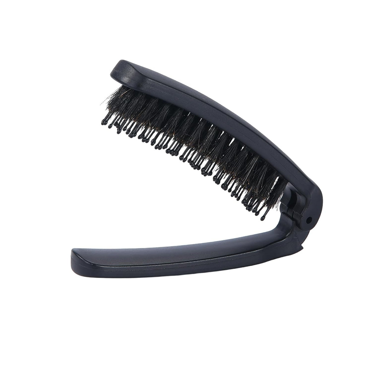 Mini Folding Boar Bristle Hair Brush for Women Men Travel & Purse, 4.4 in