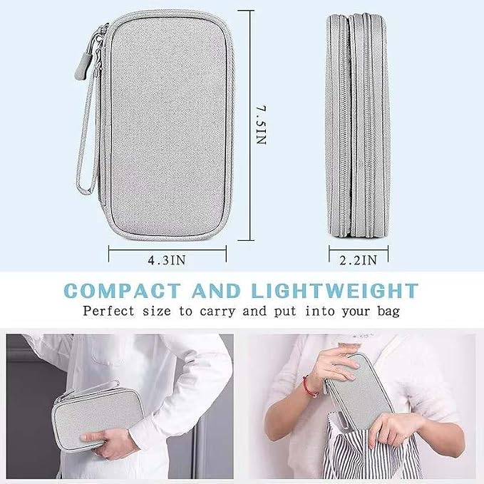 Travel Cable Organizer Pouch, Double Layer Electronics Organizer Case for Cables, Chargers, USB Drives & Accessories, Portable Travel Storage Bag (Black)