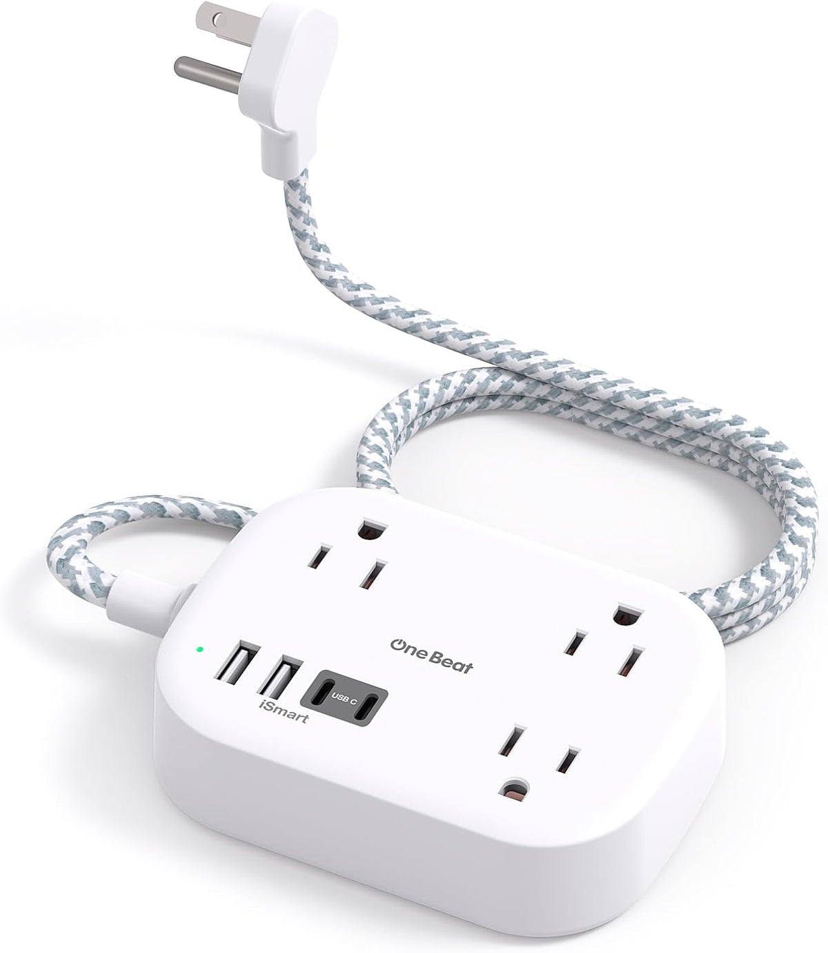 Cruise Essentials 2026,One Beat Travel Power Strip with USB C,Flat Plug 3ft