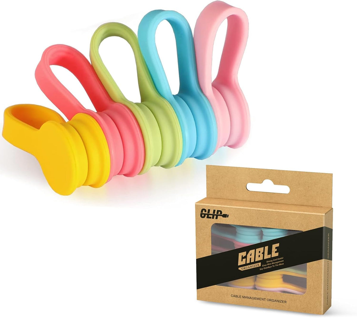 10-Pack Silicone Magnetic Cable Ties for Cords,Magnetic Cord Ties