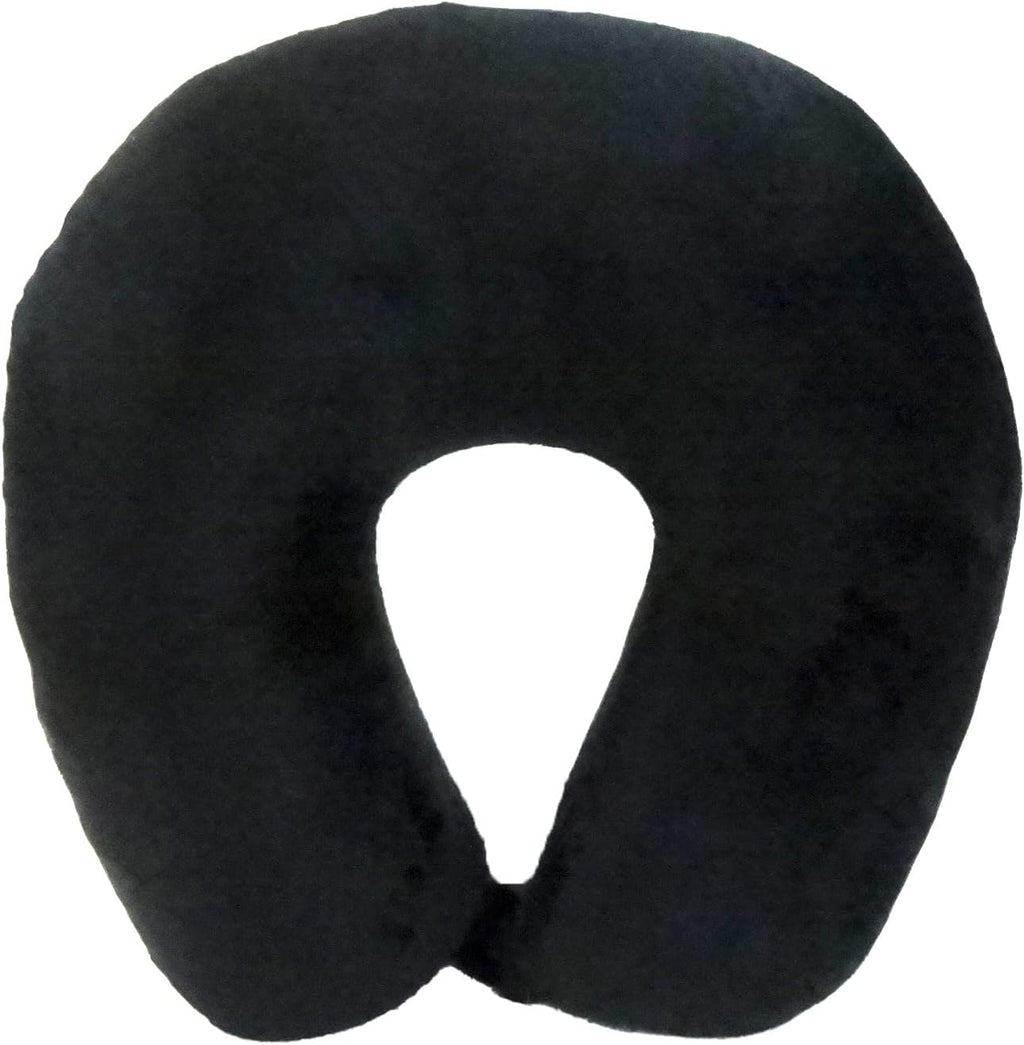 Wolf Essentials Adult Cozy Soft Microfiber Neck Pillow for Travel – Compact, Machine Washable - Perfect for Airplane, Car, or Home Use - Filled and Finished in The USA – Black