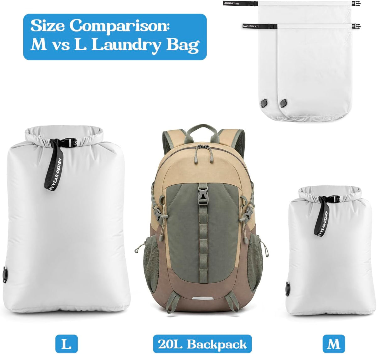 Travel Laundry Bag for Dirty Clothes, Waterproof Compression Bag
