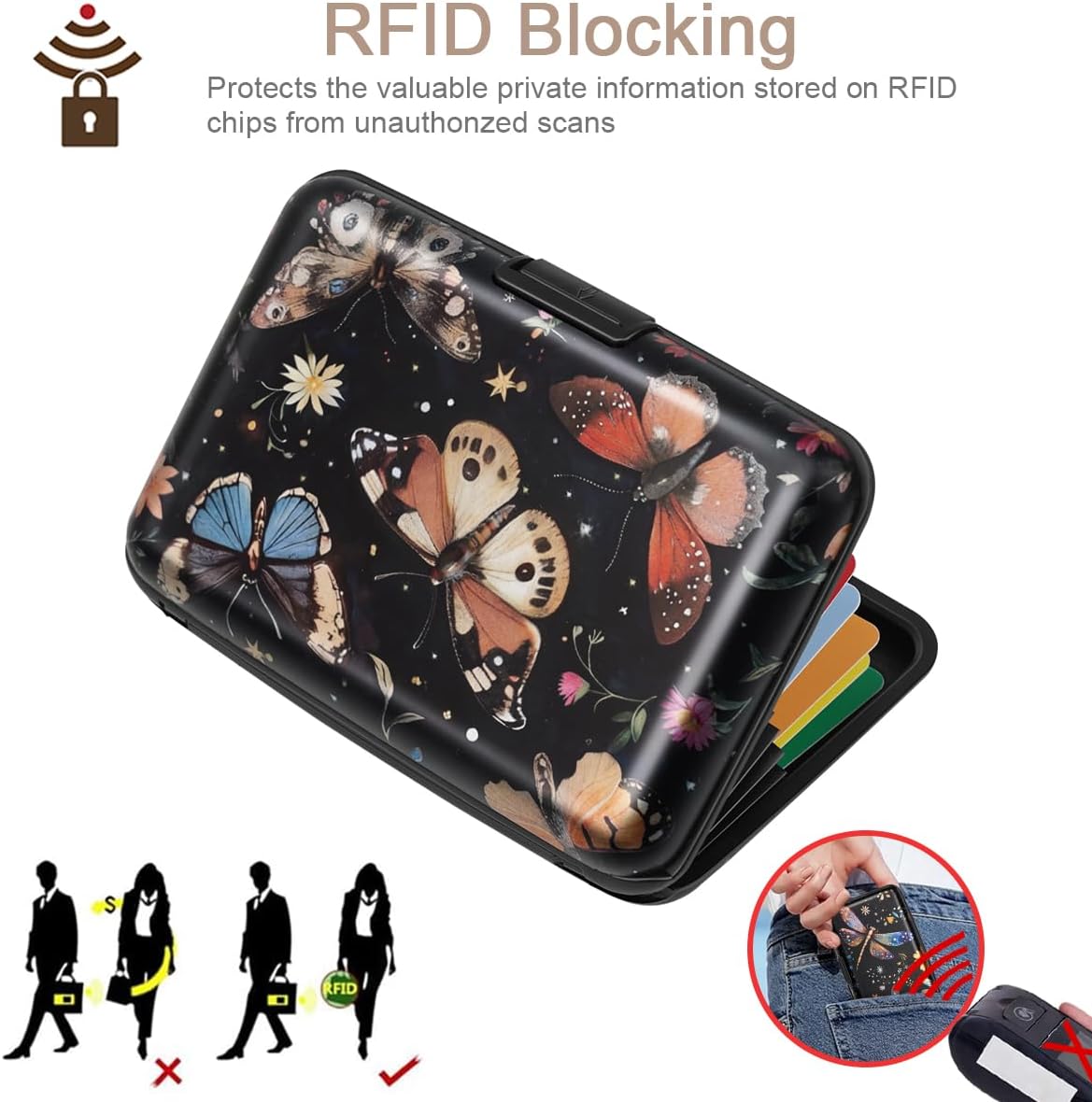Coco Rossi Credit Card Holder RFID Aluminum Small Mini Wallet Women