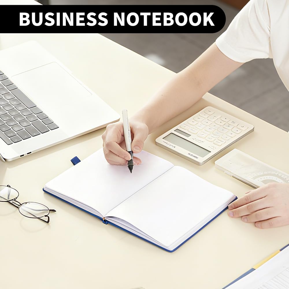 Heture Hardcover Notebooks, A5 Blank Notebook for Writing 160 Pages, 8.2 x 5.5 inch, Classic Blank Notebooks for College/Work/Travel (Blanked-1 Pack, Black)