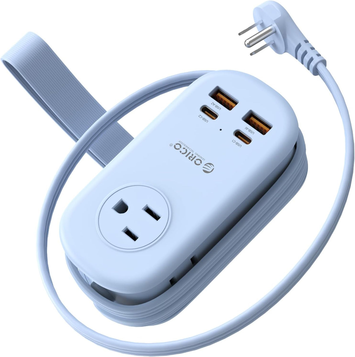 ORICO 65W GaN Travel Power Strip with 3 Outlets & 4 USB Ports (2 USB C)