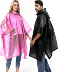 2-Pack Reusable Rain Ponchos for Adults, HOOMBOOM Raincoats Emergency Survival for Women/Men Hood and Drawstring