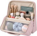 Travel Makeup Bag with Magnetic Fold-Down Flap, Large, Dusty Pink
