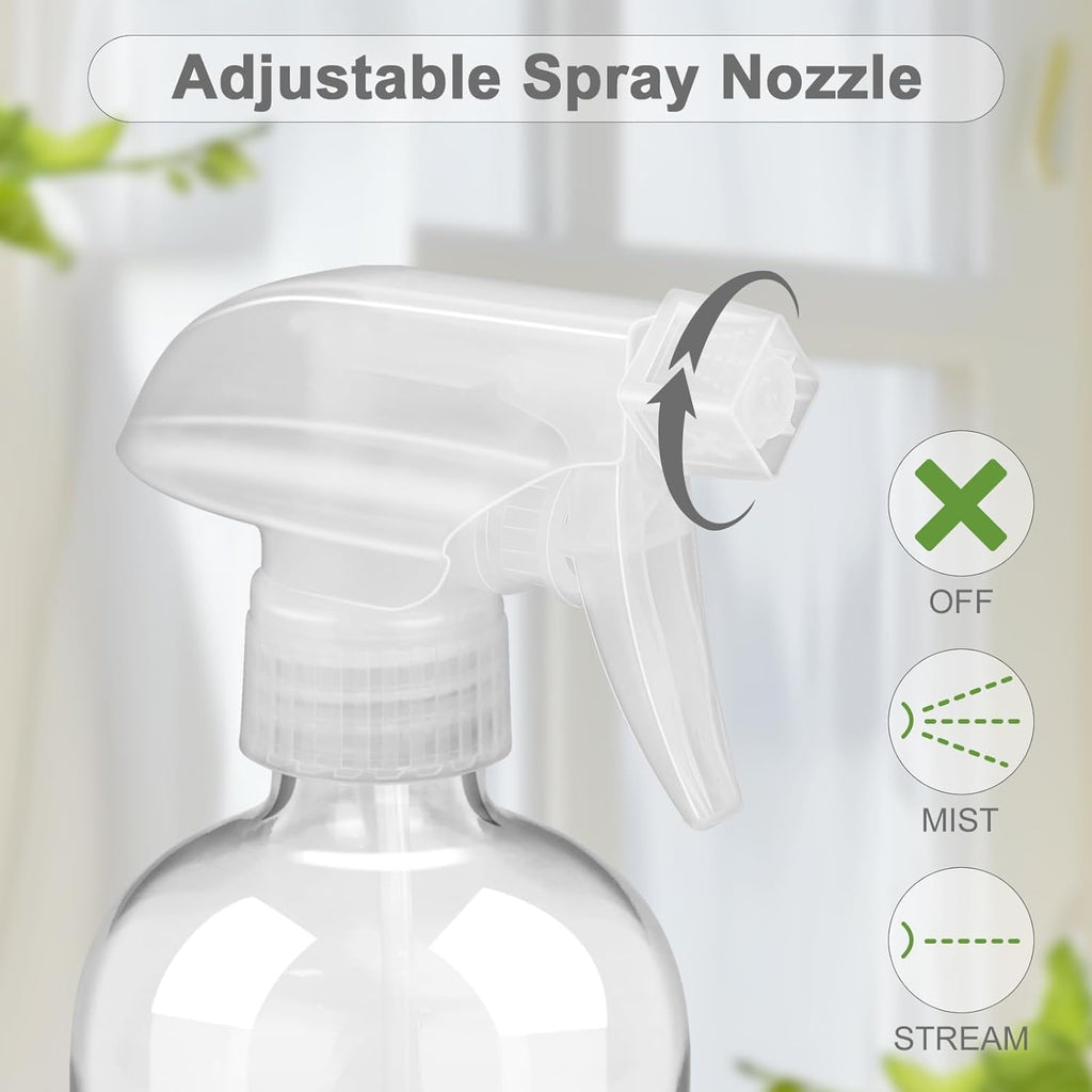 Glass Spray Bottles - 2 Pack 16 oz Clear Spray Bottles with Silicone Sleeve