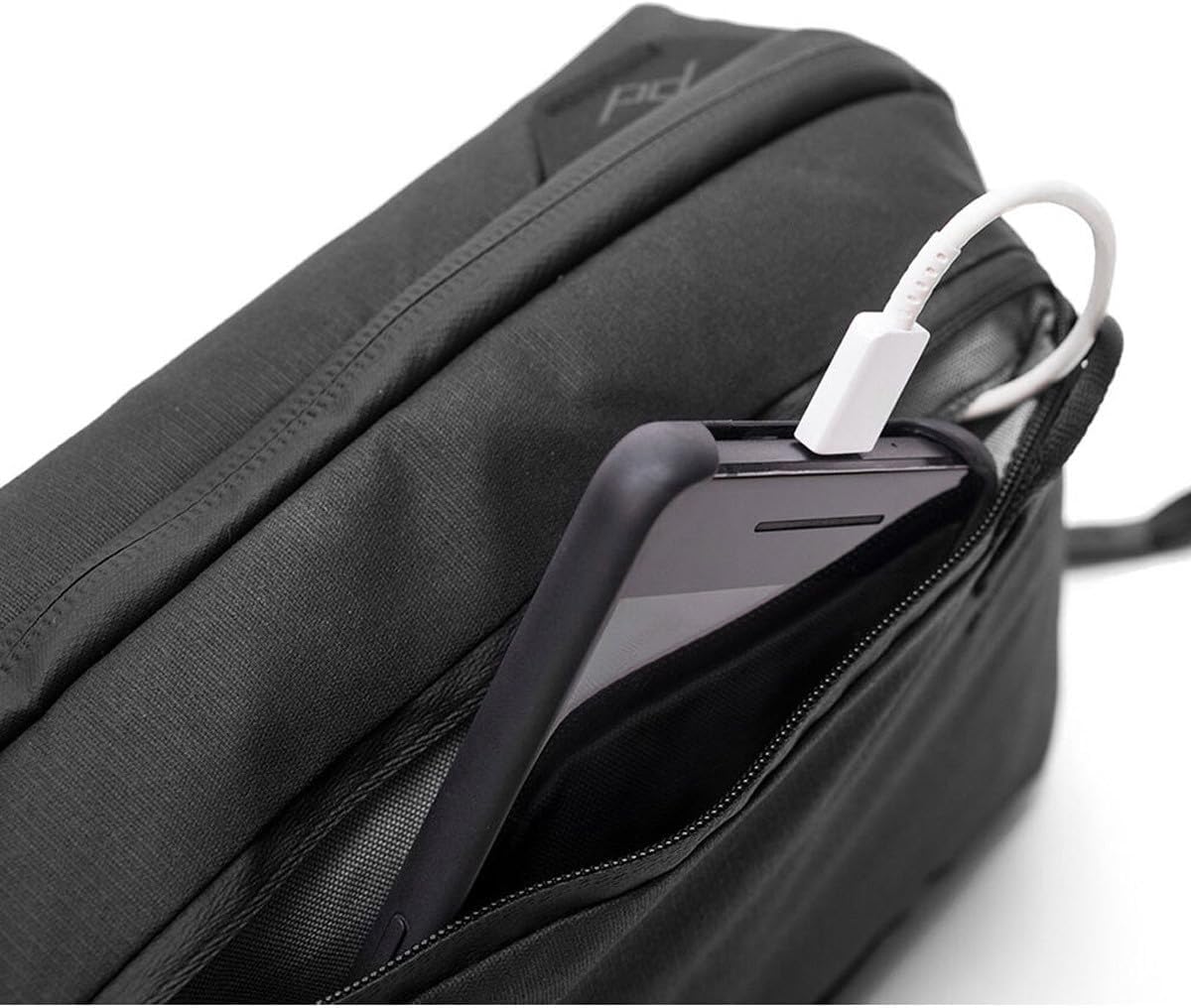 Peak Design Tech Pouch, Black, Electronics Organizer for Travel or Everyday Carry, Origami-Style Storage, Cable Pass-Through, Weatherproof Recycled Nylon, Gear Carry Bag for Men and Women