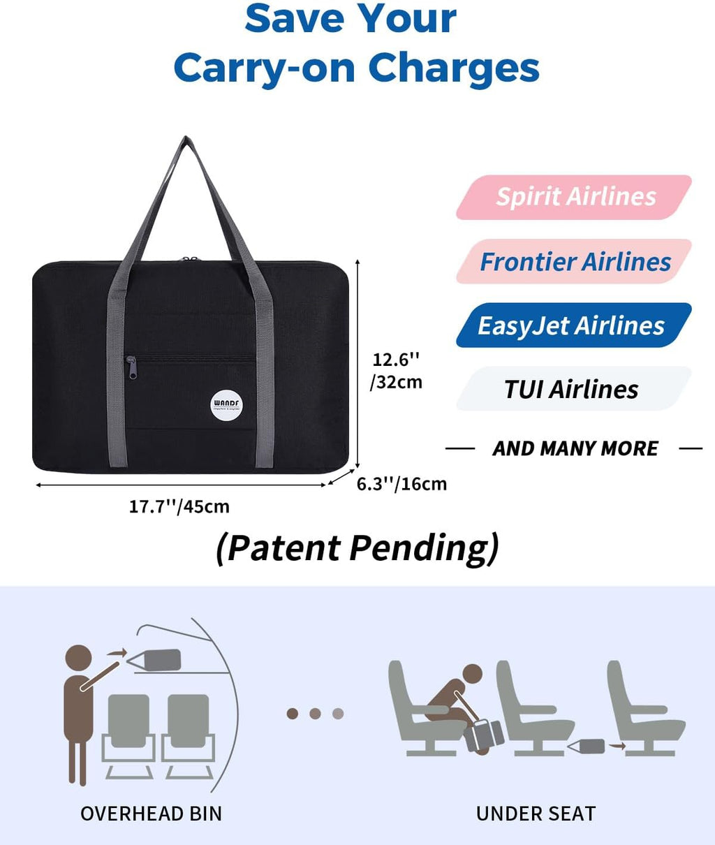 WANDF Personal Item Travel Bag, Carry On Duffle Bag Women