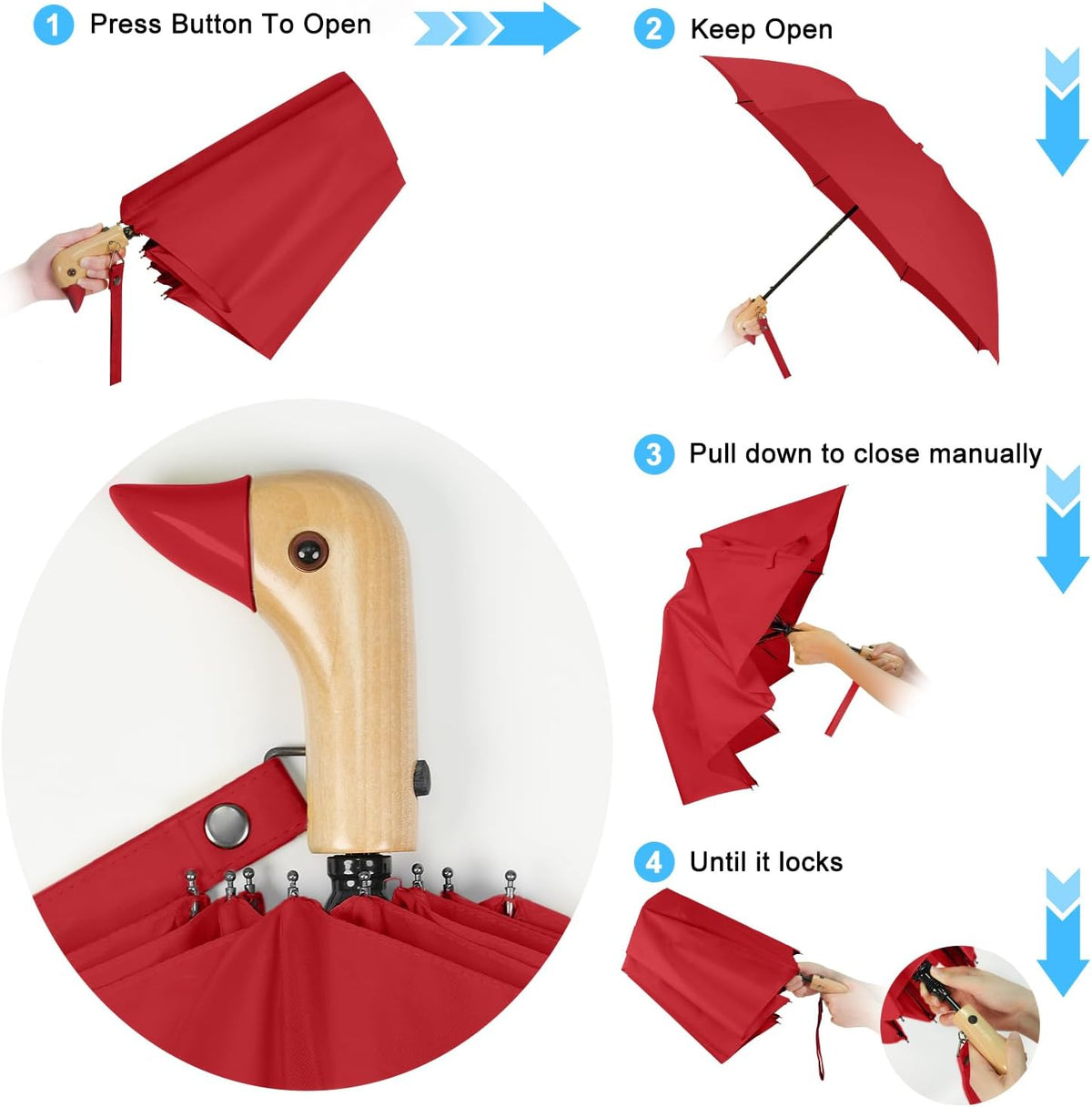 Duck Umbrella Travel Size Cute Compact Portable Waterproof for Kids Gifts