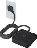 TESSAN Surge Protector Power Strip, 15Ft Flat Plug Extension Cord, Black