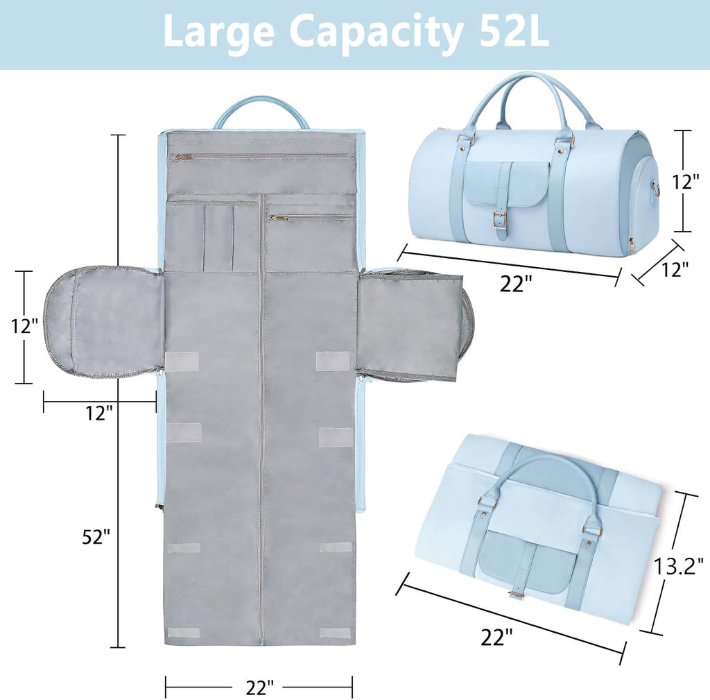 BOLOSTA 2 in 1 Convertible Garment Duffle Bags for Travel Foldable Carry On Garment Bag