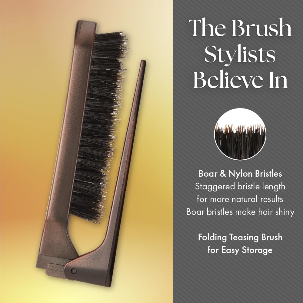 Olivia Garden Style-Up Teasing Hair Brush - Folding Design with Tail for Precise Sectioning
