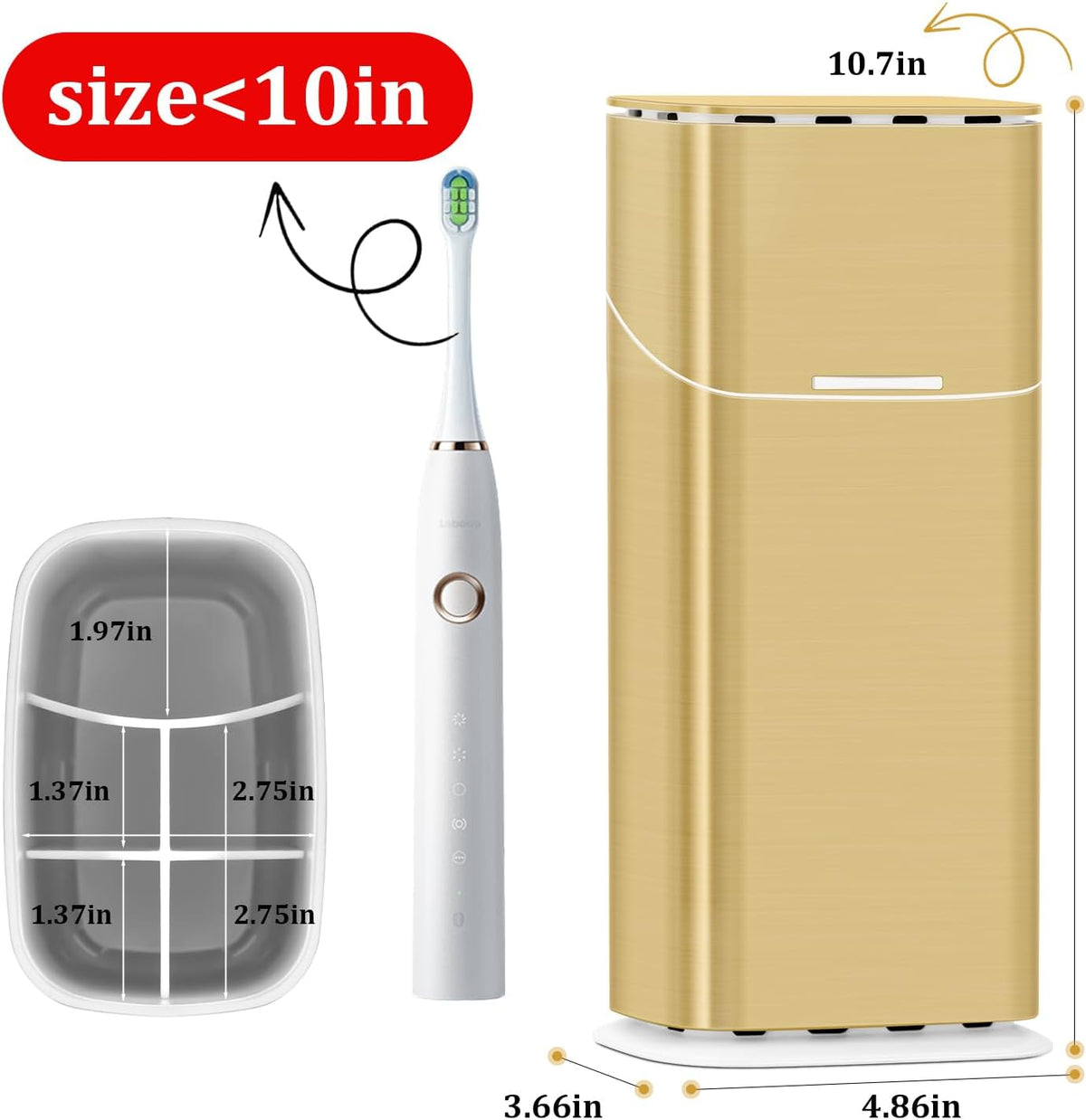 GFWARE Gold Electric Toothbrush Holder with Cover, Ventilated & Drainage