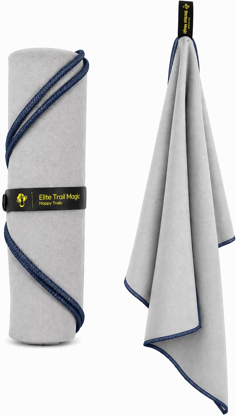 Backpacking Ultralight Quick Dry Microfiber Soft Fast Drying Hand and Face Towel Wash Cloth Camping Yoga Hiking Active Lifestyle (Gray, Medium 16x28)