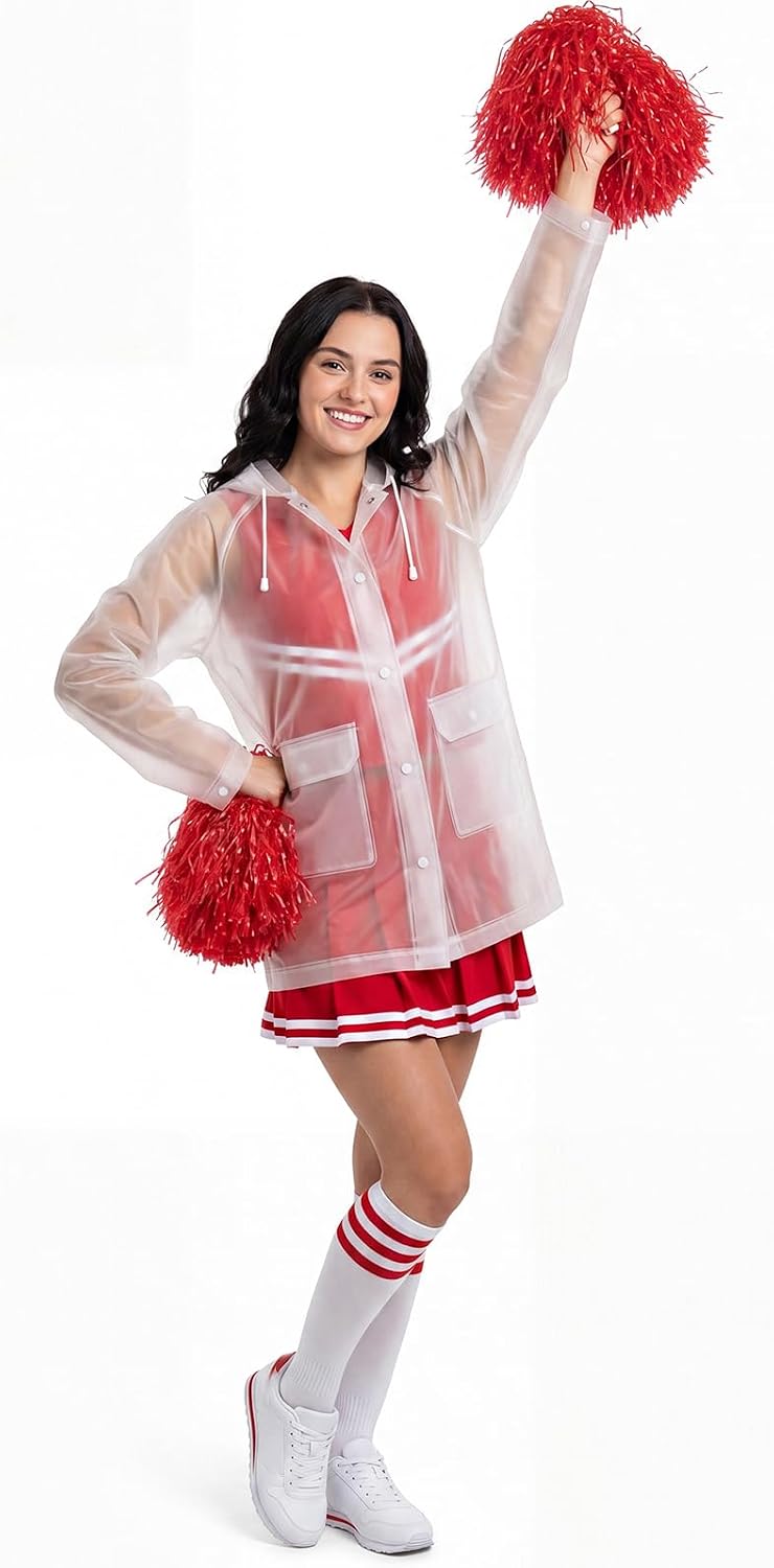 Janmercy Cheer Clear Rain Jacket with Detachable Hood