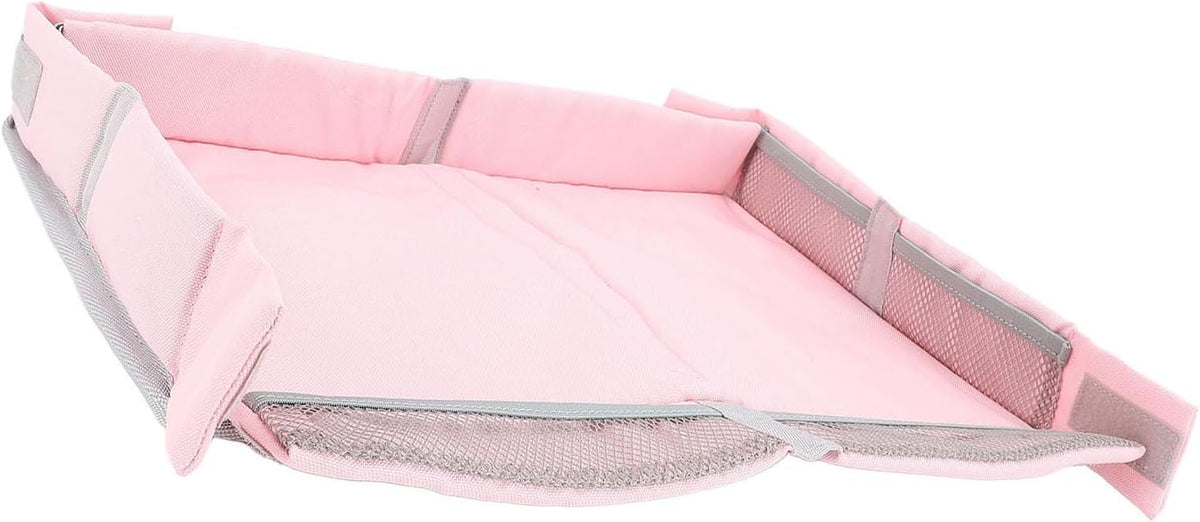RiToEasysports Foldable Travel Tray Cover, Multifunctional Airplane Table Organizer with Toy Storage Bag for Kids Adults Planes Trains (Pink)