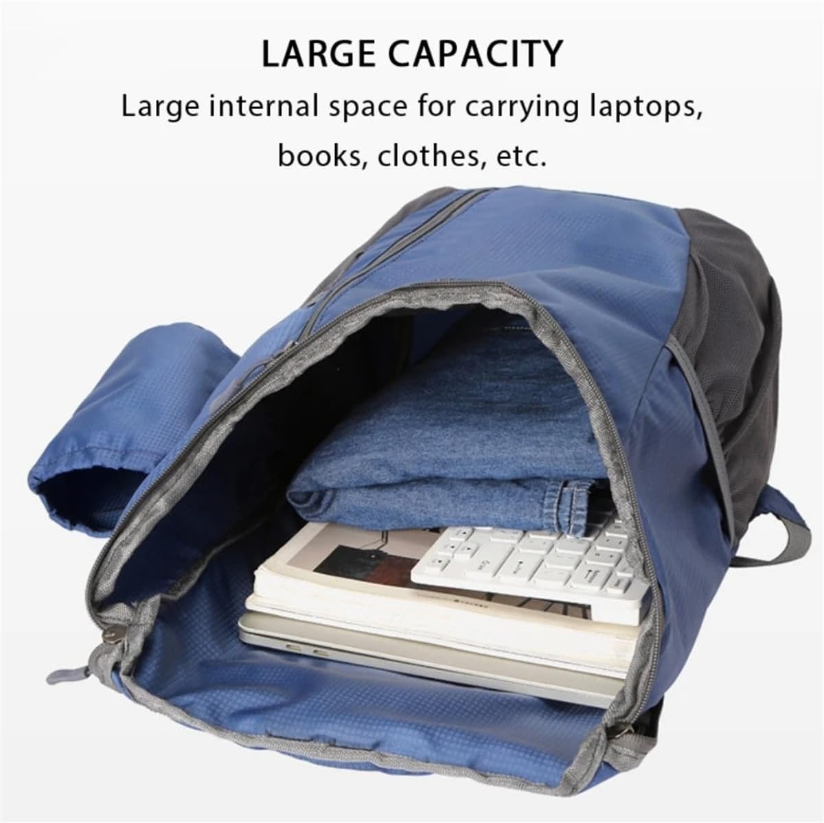 Portable Foldable Backpack Folding Mountaineering Bag, Ultralight Outdoor Cycling Rucksack, Travel Hiking Knapsack (Black)
