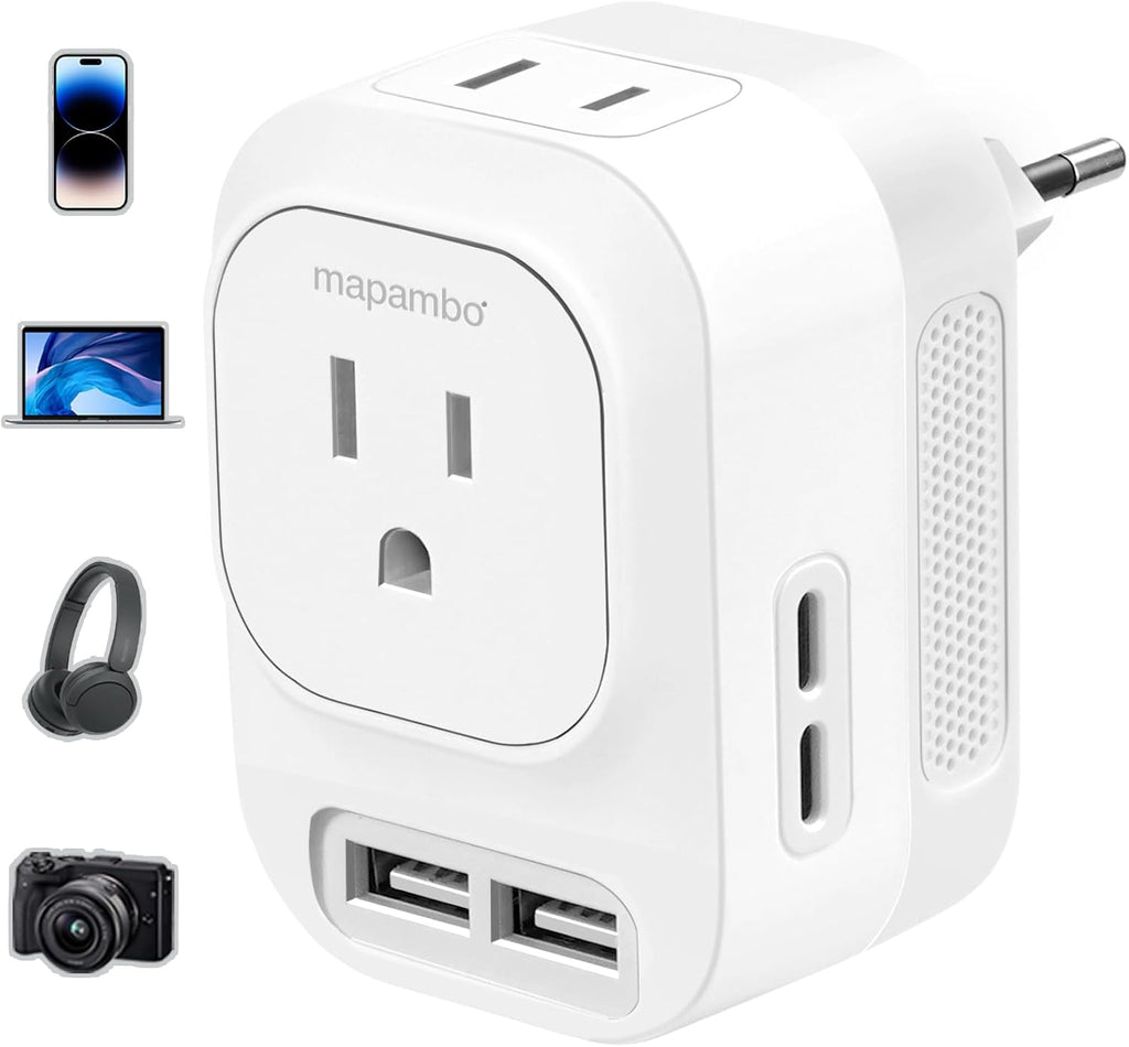 220V to 110V Voltage Converter US to Europe Travel Adapter Fast Charging