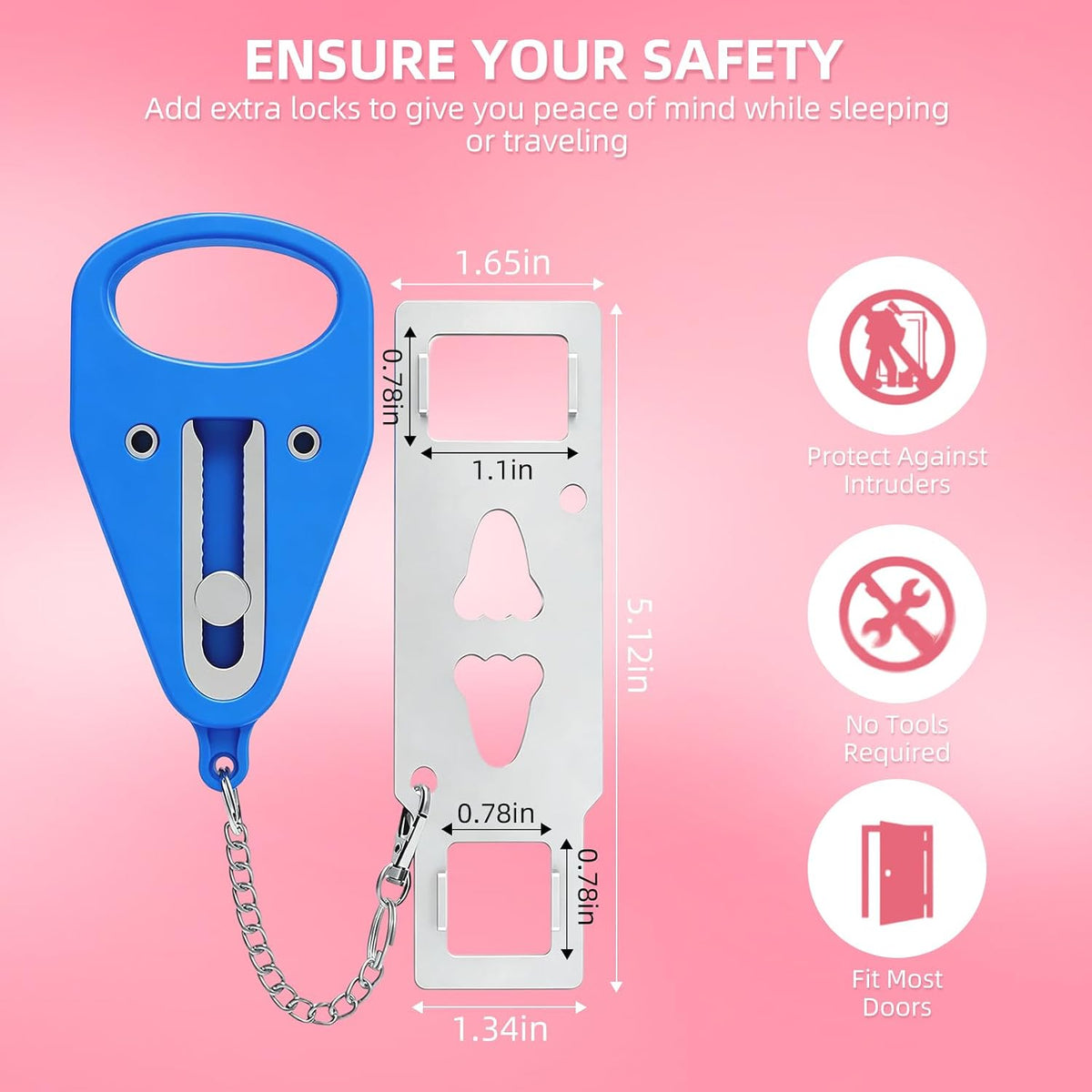 Portable Door Lock for Travel Security Hotel Room Safety Device