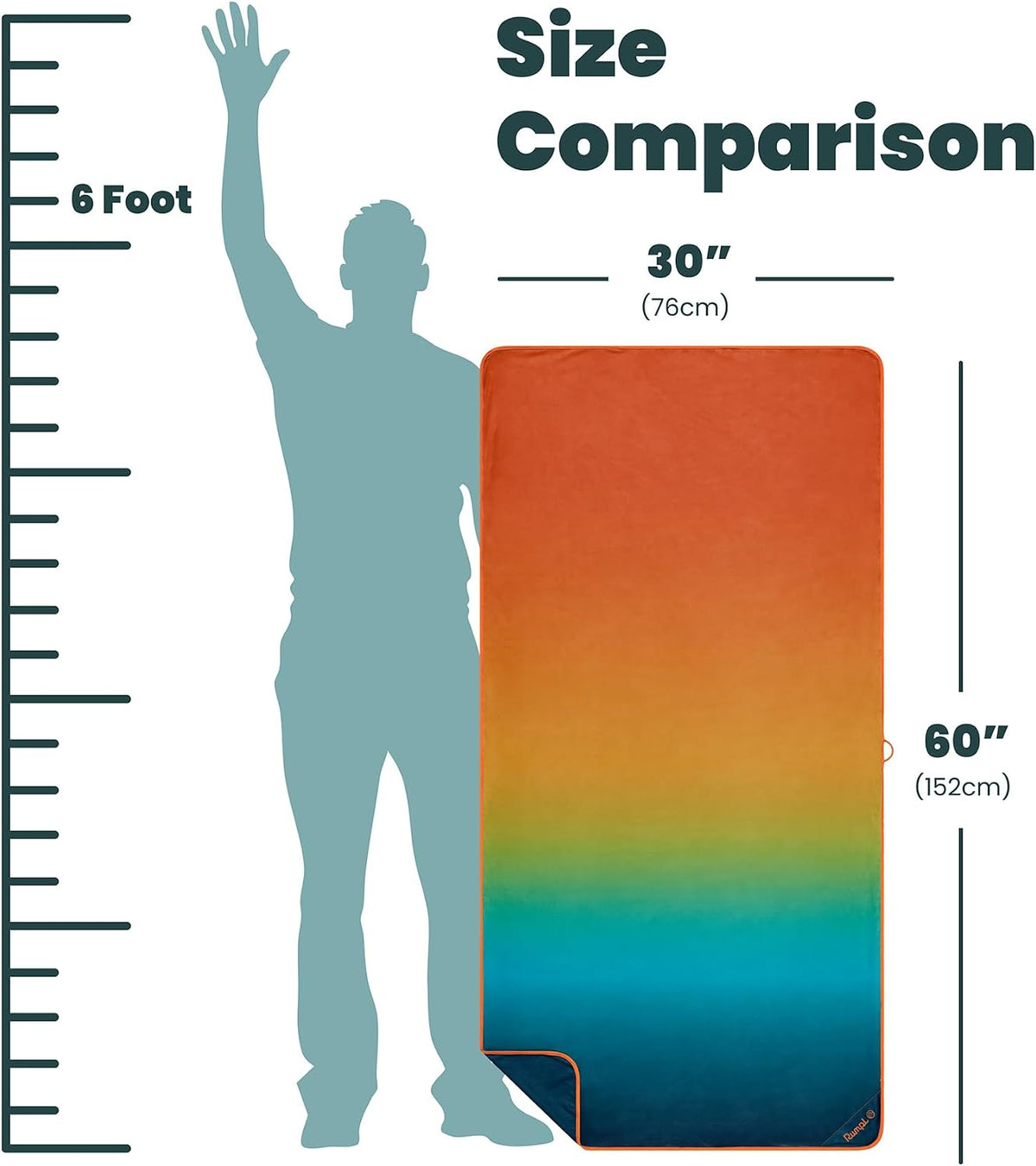 Rumpl Tech Towel, Quick-Dry for Travel, Beach, and Camp, Baja Fade