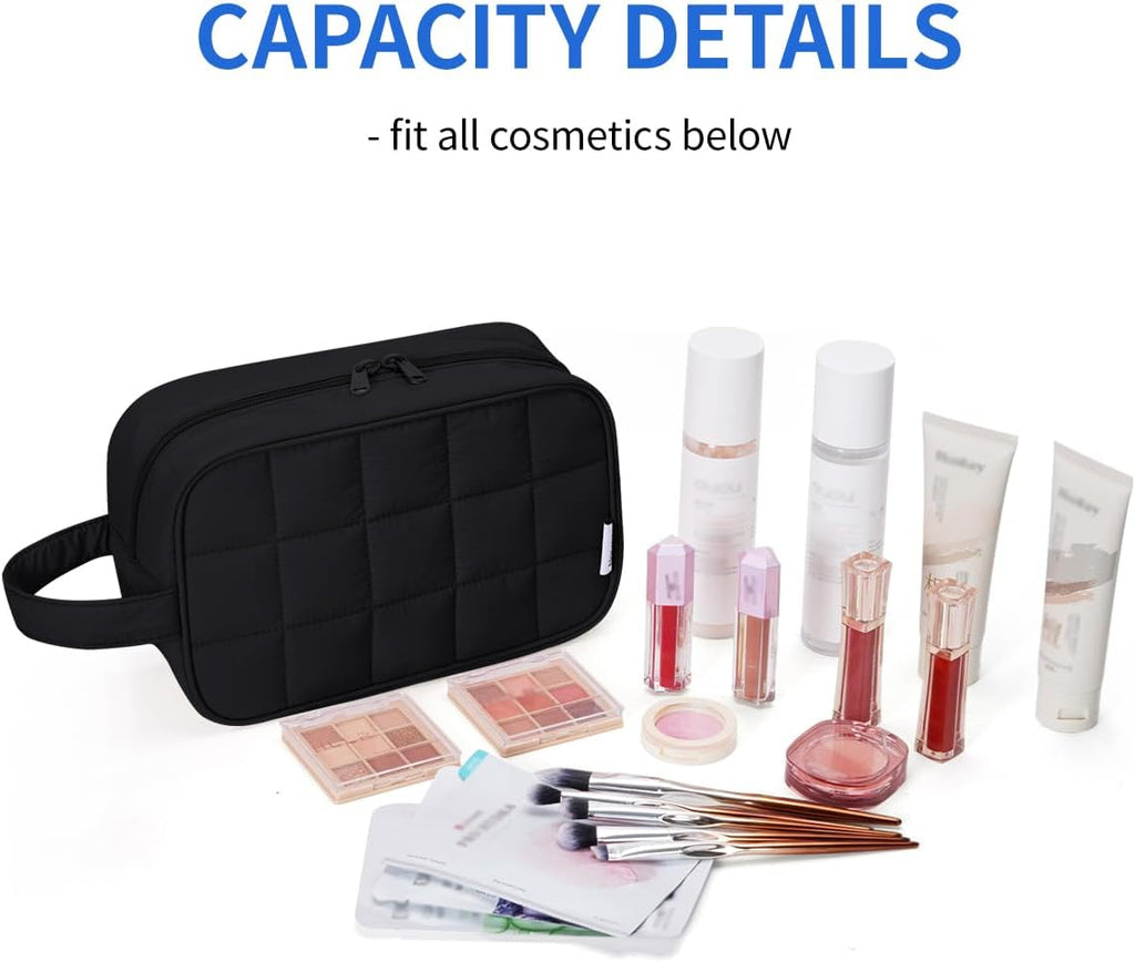 Narwey Quilted Travel Toiletry Bag for Women, Bathroom, Medicine Bag