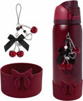 Black Cherry Charm Bow Silicone Boot Set for Owala 24/30/32/40 oz