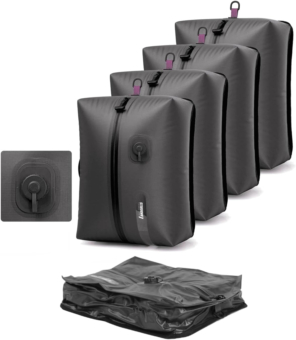 4-Pack 25L Reusable Vacuum Bags for Travel, Carry On Vacuum Bags with Pump