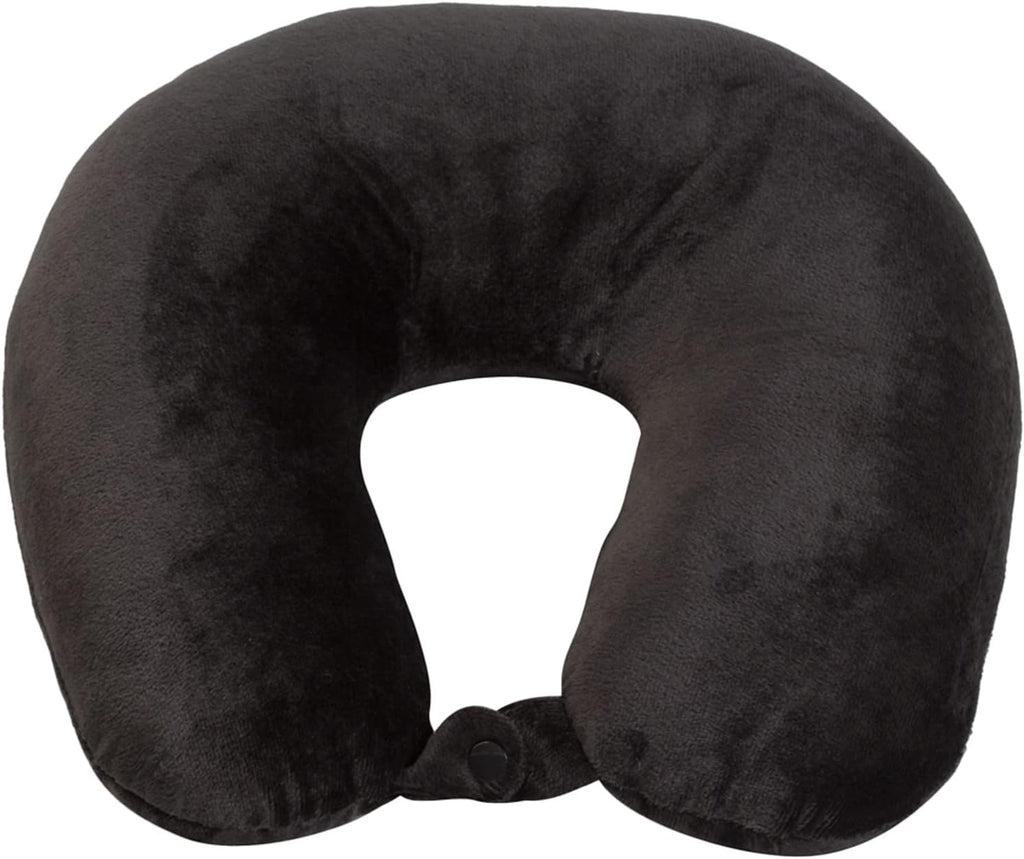 Wolf Essentials Adult Cozy Soft Microfiber Neck Pillow for Travel – Compact, Machine Washable - Perfect for Airplane, Car, or Home Use - Filled and Finished in The USA – Black