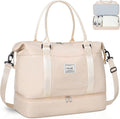 BAGAIL Travel Duffel Bag - Weekender & Overnight Gym Carry On Tote with Wet Pocket - Hospital Mom Bag for Labor and Delivery - Extra Large, Beige