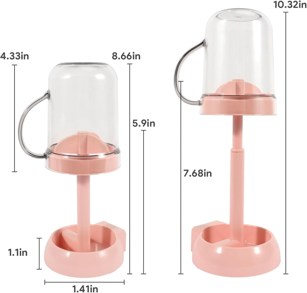 Toothbrush Holder with Cup Cover, 3 Slots Toothpaste Organizer Compatible with Electric Toothbrushes and Conventional Toothbrushes for Bathroom Pink