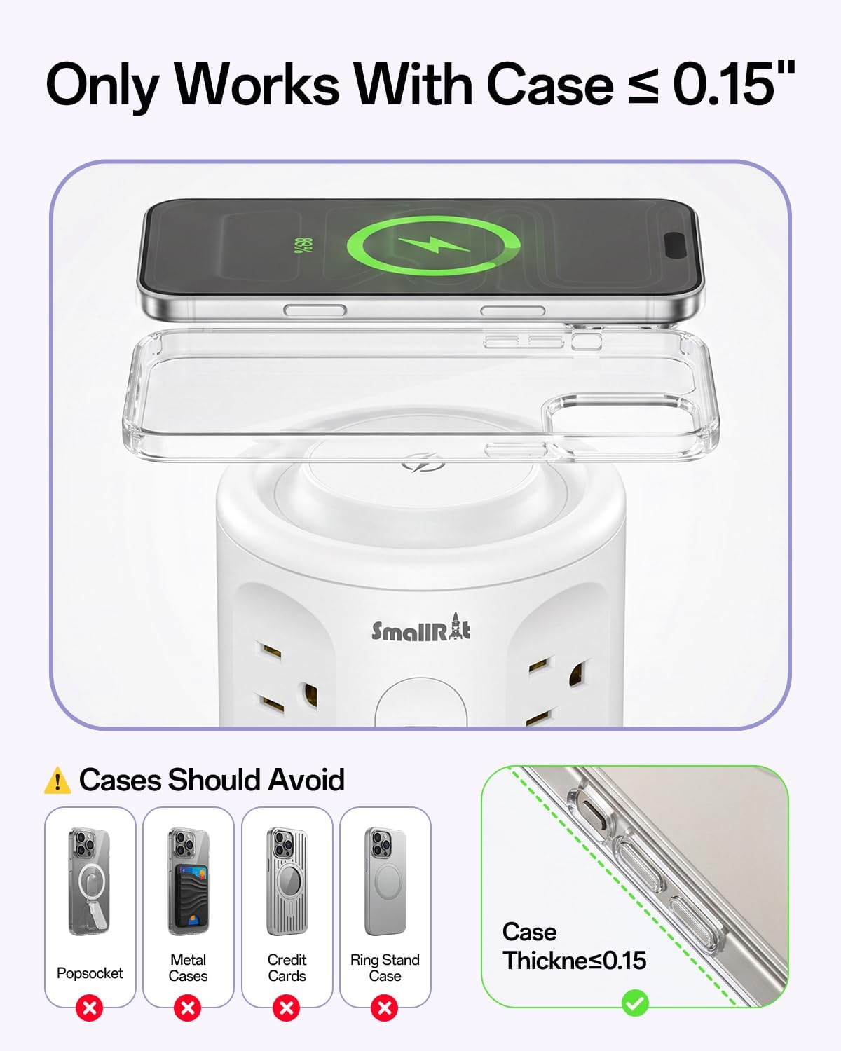 Power Strip with USB Ports,Extension Cord with Multiple Outlets (12AC+3A+2C), 6.5 FT Desk White Power Strip Tower Charging Station for Home, Office, College Dorm Essentials