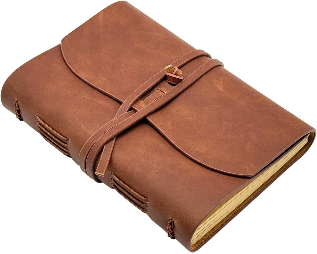 CooLeathor Dark Brown Notebook Journal - Leather Journaling for write A5 Size Diary 6.2x8.5 Inch,Notepad For Women,Man,Vintage,Gifts,Work,Traveler,Personal