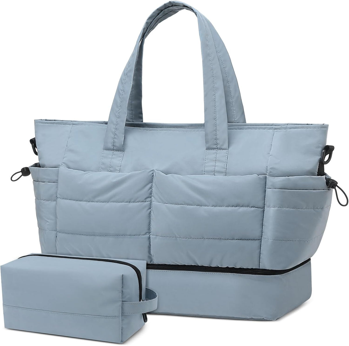 50L Travel Duffel Bag for Women, Weekender Travel Bag with Shoe Compartment & Toiletry Bag, Overnight Carry On Bag for Gym Trip, Blue