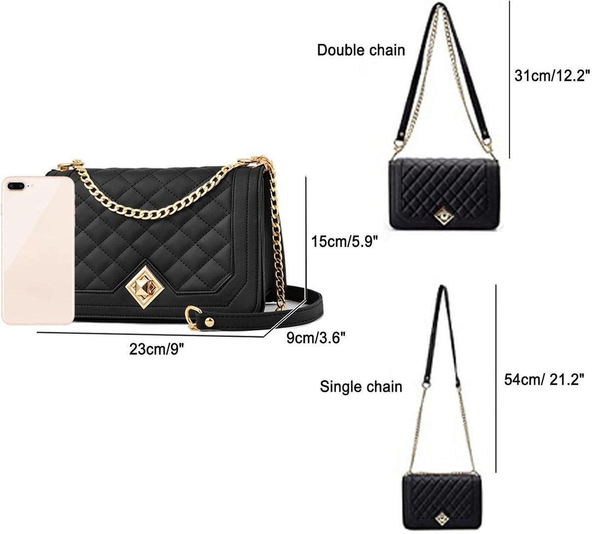 Travistar Crossbody Bags for Women Small Handbags PU Leather Shoulder Bag Purse Evening Bag Quilted Satchels with Chain Strap