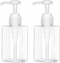100ml (3.4oz) Pump Bottle Dispenser Jansburg 2 Pack Refillable Flat Square Plastic Lotion Dispenser Leakproof Empty Lotion Pump Bottle for Essential Oil Soap Lotion Shampoo Clear