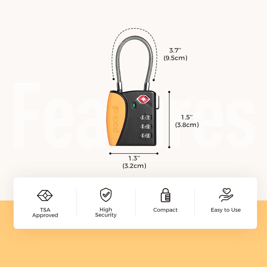 pack all TSA Approved Travel Luggage Locks, Resettable 3-Digit Code